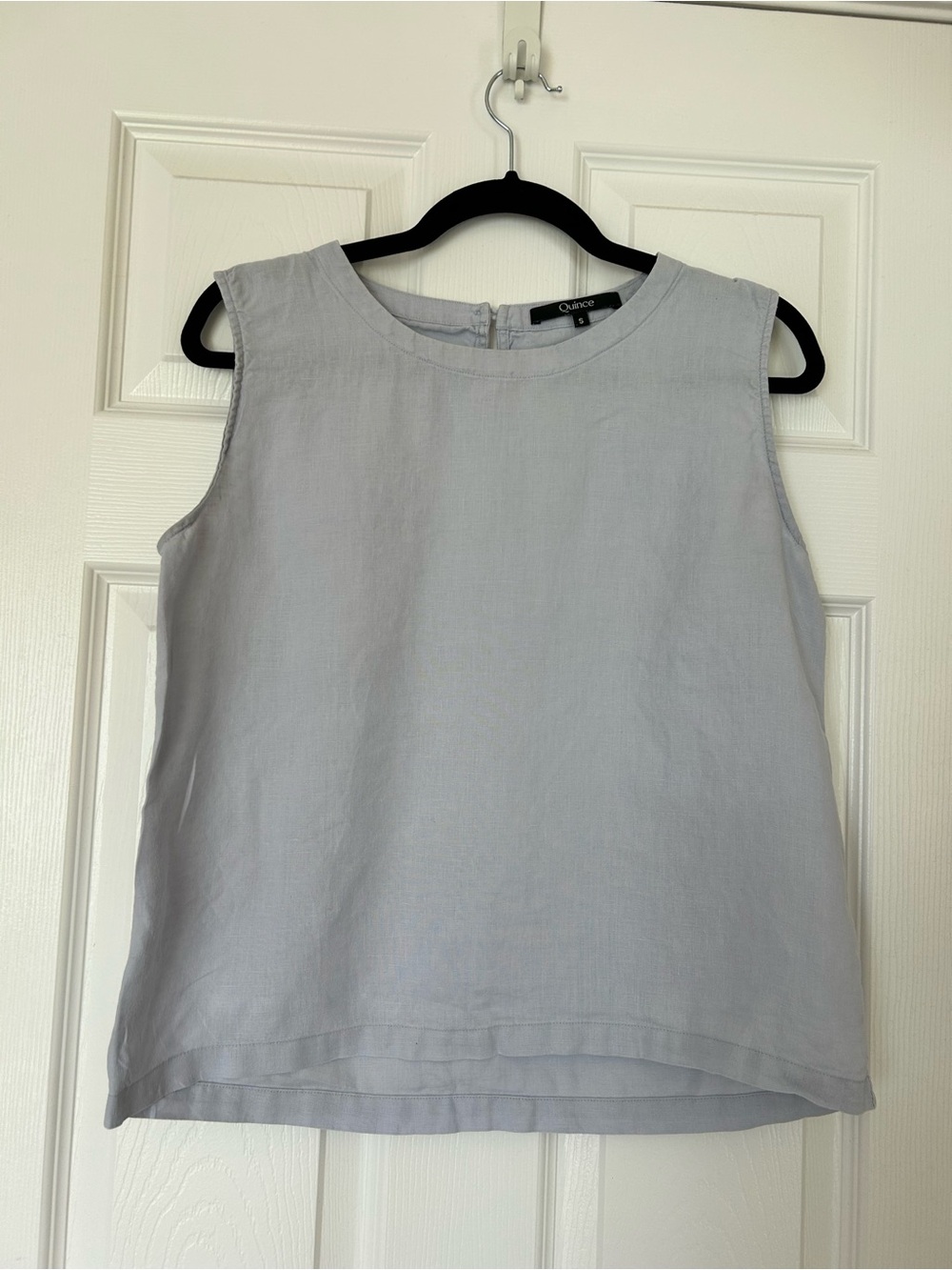 Quince 100% Linen Light Blue/Grey Tank Top